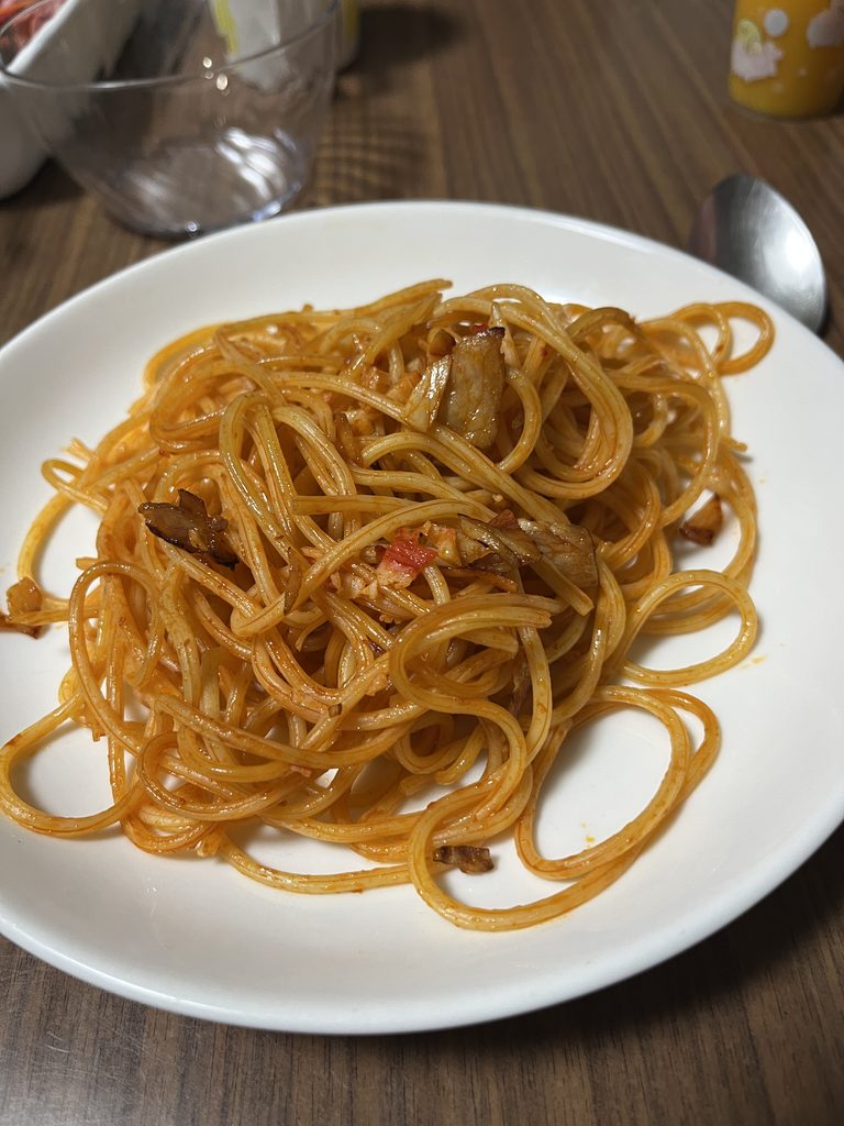 完成したハムカニカマスパゲッティ